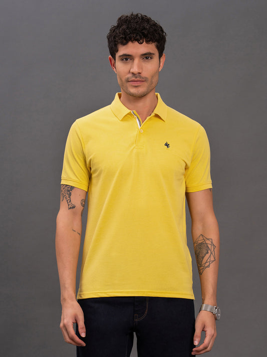 Men's Yellow Regular Fit Solid Half Sleeve Casual T-Shirt