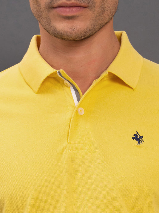 Men's Yellow Regular Fit Solid Half Sleeve Casual T-Shirt
