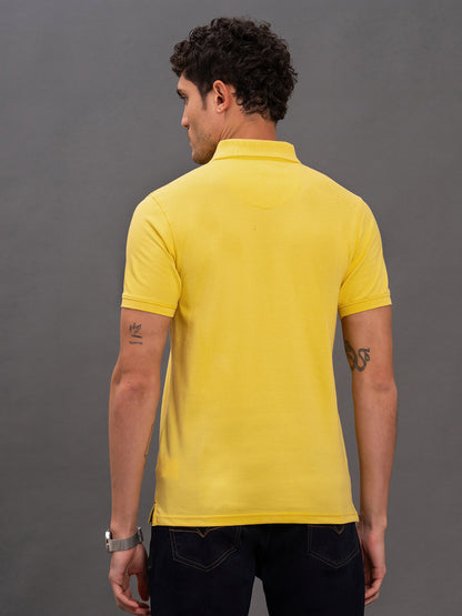 Men's Yellow Regular Fit Solid Half Sleeve Casual T-Shirt