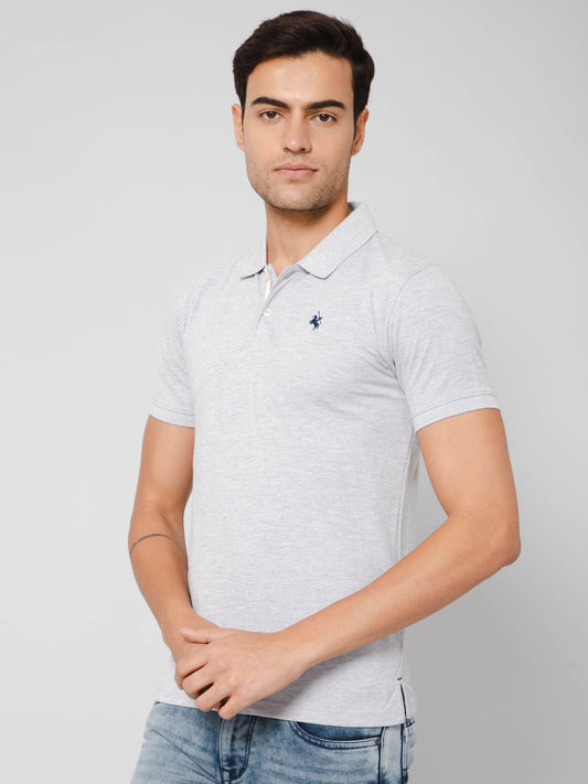 Cantabil Men Grey Melange T-Shirt (7114636132491)