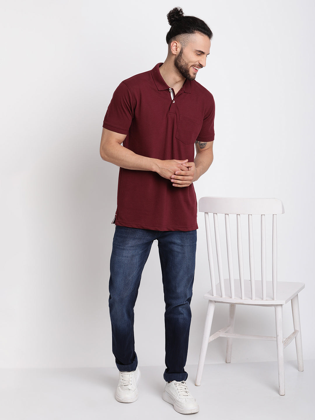 Cantabil Men's Burgundy T-Shirt (6768487497867)