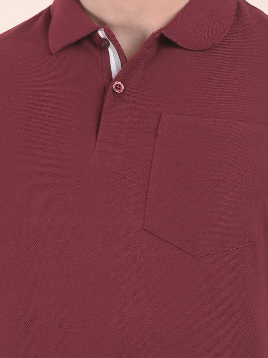 T-Shirt for Men | Breathable & Soft with Color Fastness Regular Fit Polo Neck Poly Cotton Fabric Solid Pattern