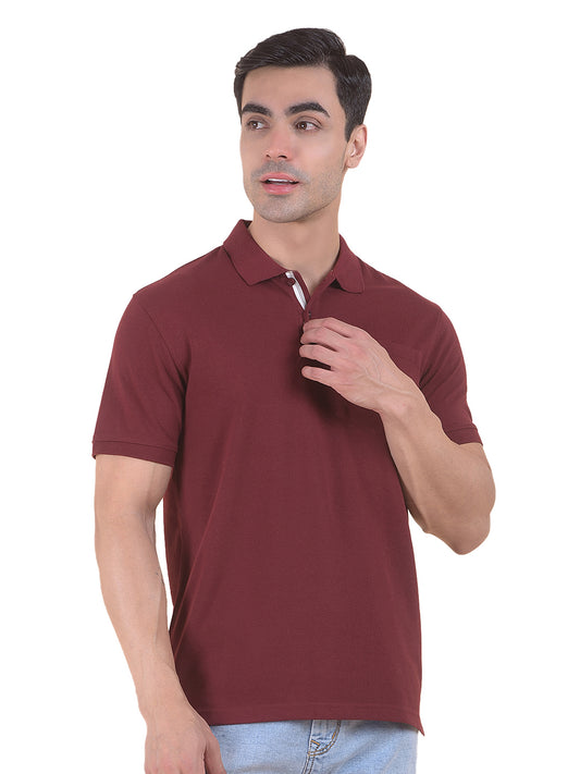 T-Shirt for Men | Breathable & Soft with Color Fastness Regular Fit Polo Neck Poly Cotton Fabric Solid Pattern