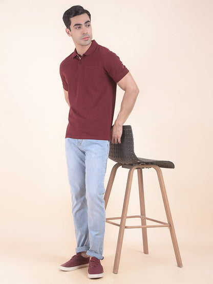 T-Shirt for Men | Breathable & Soft with Color Fastness Regular Fit Polo Neck Poly Cotton Fabric Solid Pattern