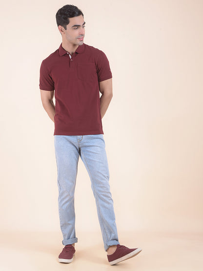 T-Shirt for Men | Breathable & Soft with Color Fastness Regular Fit Polo Neck Poly Cotton Fabric Solid Pattern