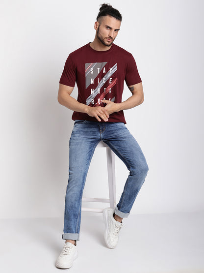 Cantabil Men's Maroon T-Shirt (6769738645643)