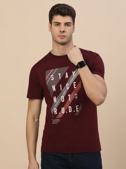 T-Shirt for Men | Breathable & Soft with Color Fastness Regular Fit Round Neck Poly Cotton Fabric Printed Pattern