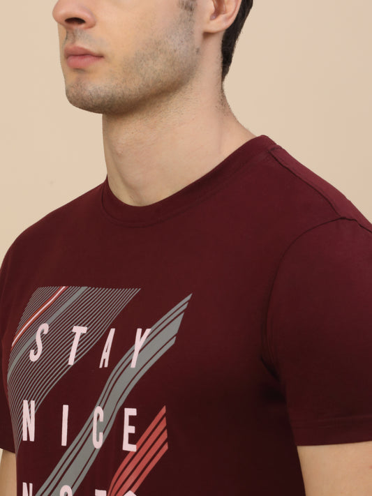 T-Shirt for Men | Breathable & Soft with Color Fastness Regular Fit Round Neck Poly Cotton Fabric Printed Pattern