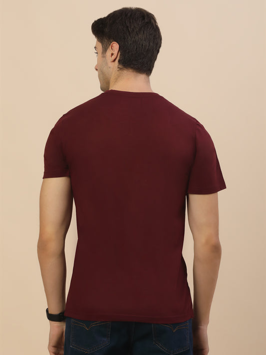 T-Shirt for Men | Breathable & Soft with Color Fastness Regular Fit Round Neck Poly Cotton Fabric Printed Pattern