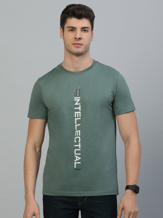 T-Shirt for Men | Breathable & Soft with Color Fastness Regular Fit Round Neck Poly Cotton Fabric Printed Pattern