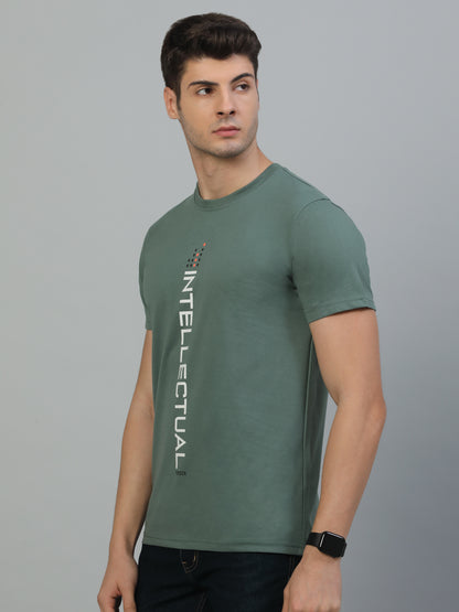 T-Shirt for Men | Breathable & Soft with Color Fastness Regular Fit Round Neck Poly Cotton Fabric Printed Pattern