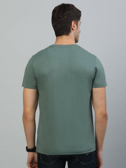 T-Shirt for Men | Breathable & Soft with Color Fastness Regular Fit Round Neck Poly Cotton Fabric Printed Pattern
