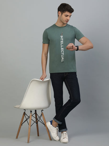 T-Shirt for Men | Breathable & Soft with Color Fastness Regular Fit Round Neck Poly Cotton Fabric Printed Pattern