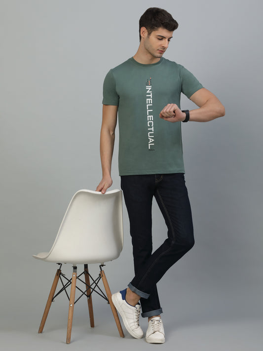 T-Shirt for Men | Breathable & Soft with Color Fastness Regular Fit Round Neck Poly Cotton Fabric Printed Pattern