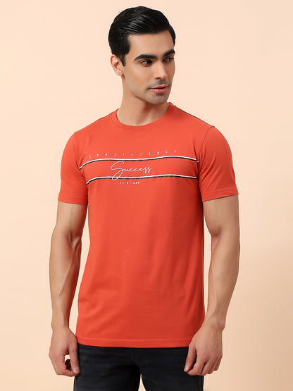 T-Shirt for Men | Breathable & Soft with Color Fastness Regular Fit Round Neck Poly Cotton Fabric Printed Pattern