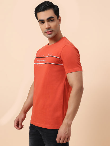 T-Shirt for Men | Breathable & Soft with Color Fastness Regular Fit Round Neck Poly Cotton Fabric Printed Pattern