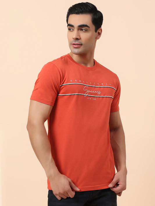 T-Shirt for Men | Breathable & Soft with Color Fastness Regular Fit Round Neck Poly Cotton Fabric Printed Pattern