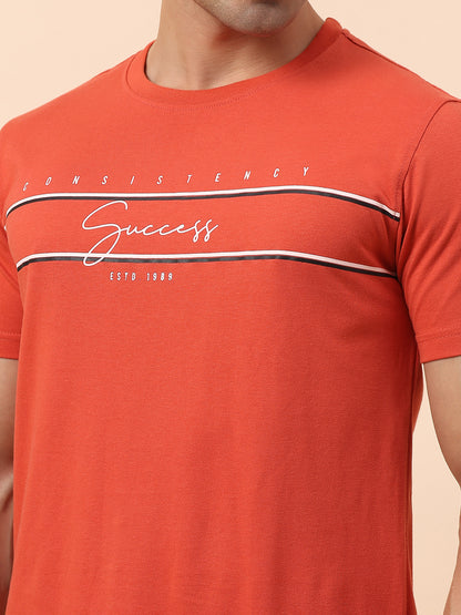 T-Shirt for Men | Breathable & Soft with Color Fastness Regular Fit Round Neck Poly Cotton Fabric Printed Pattern