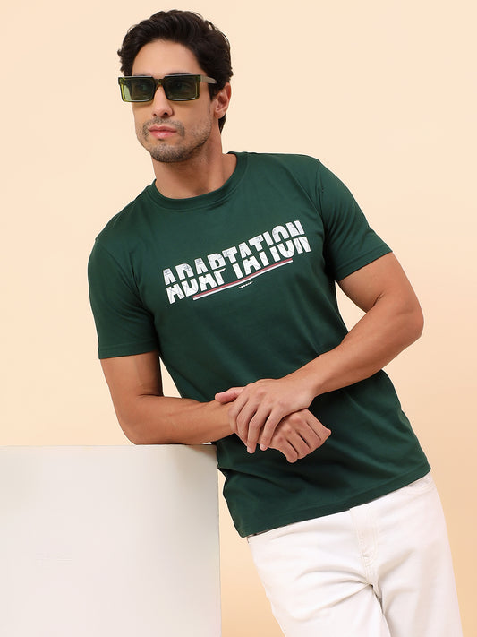 T-Shirt for Men l Breathable & Soft with Color Fastness Regular Fit Poly Cotton Fabric Printed Pattern