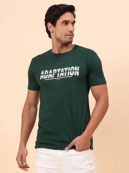 T-Shirt for Men l Breathable & Soft with Color Fastness Regular Fit Poly Cotton Fabric Printed Pattern