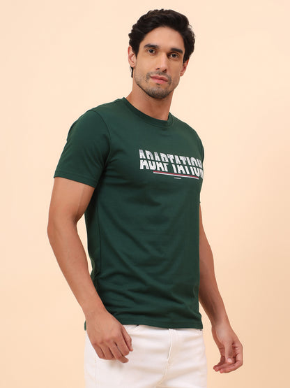 T-Shirt for Men l Breathable & Soft with Color Fastness Regular Fit Poly Cotton Fabric Printed Pattern