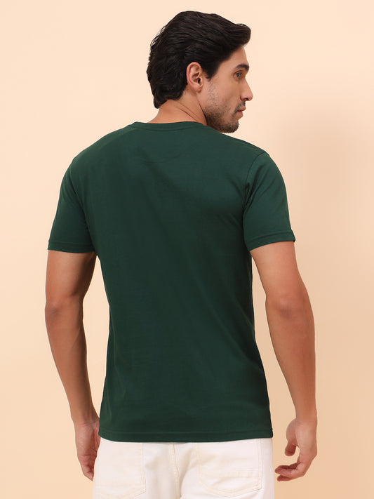 T-Shirt for Men l Breathable & Soft with Color Fastness Regular Fit Poly Cotton Fabric Printed Pattern