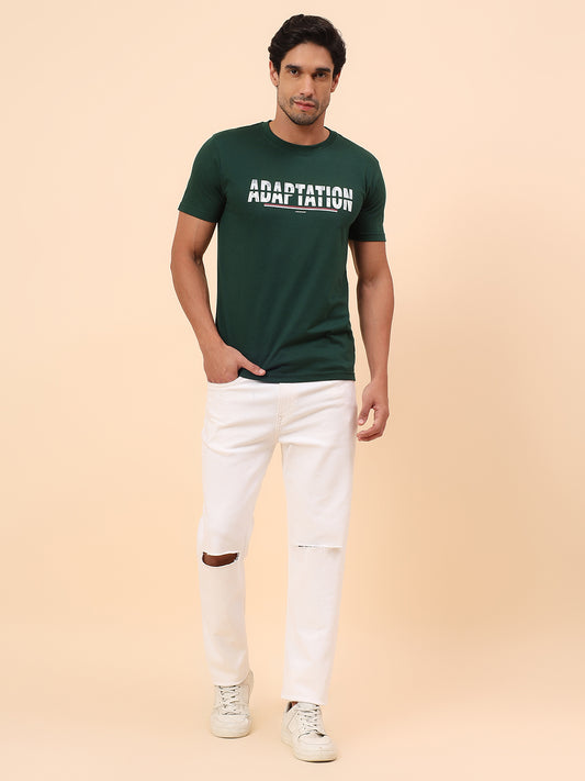 T-Shirt for Men l Breathable & Soft with Color Fastness Regular Fit Poly Cotton Fabric Printed Pattern