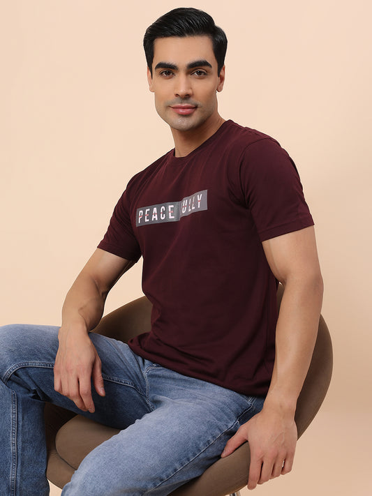 T-Shirt for Men | Breathable & Soft with Color Fastness Regular Fit Round Neck Poly Cotton Fabric Printed Pattern