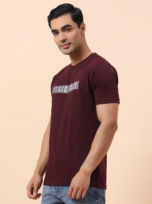T-Shirt for Men | Breathable & Soft with Color Fastness Regular Fit Round Neck Poly Cotton Fabric Printed Pattern