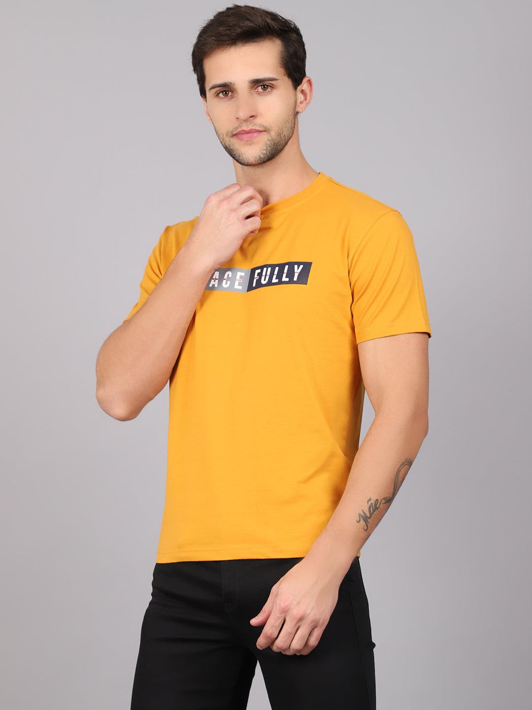 Cantabil Men's Mustard T-Shirt (6841249431691)