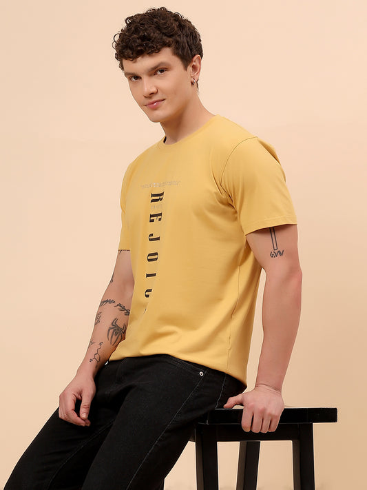 T-Shirt for Men | Breathable & Soft with Color Fastness Regular Fit Round Neck Cotton Blend Fabric Printed Pattern