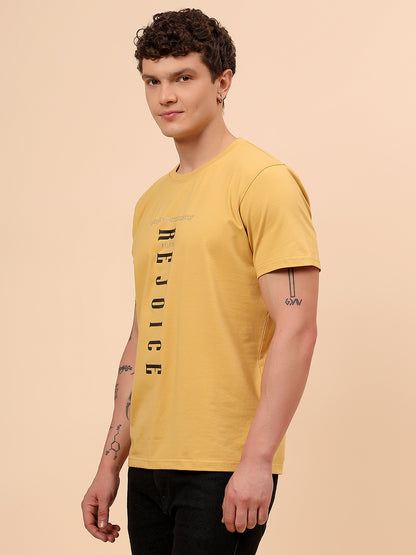 T-Shirt for Men | Breathable & Soft with Color Fastness Regular Fit Round Neck Cotton Blend Fabric Printed Pattern