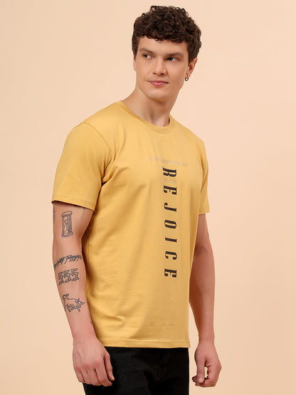 T-Shirt for Men | Breathable & Soft with Color Fastness Regular Fit Round Neck Cotton Blend Fabric Printed Pattern