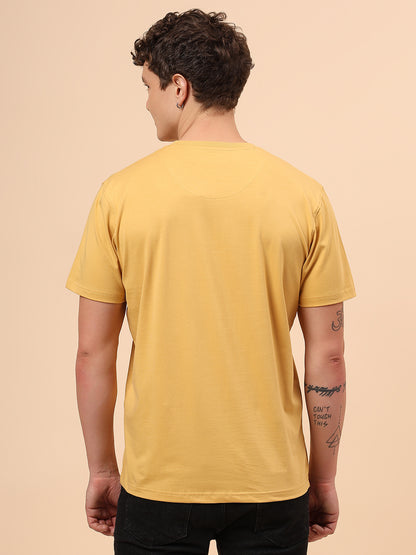 T-Shirt for Men | Breathable & Soft with Color Fastness Regular Fit Round Neck Cotton Blend Fabric Printed Pattern