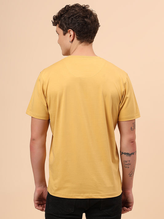 T-Shirt for Men | Breathable & Soft with Color Fastness Regular Fit Round Neck Cotton Blend Fabric Printed Pattern