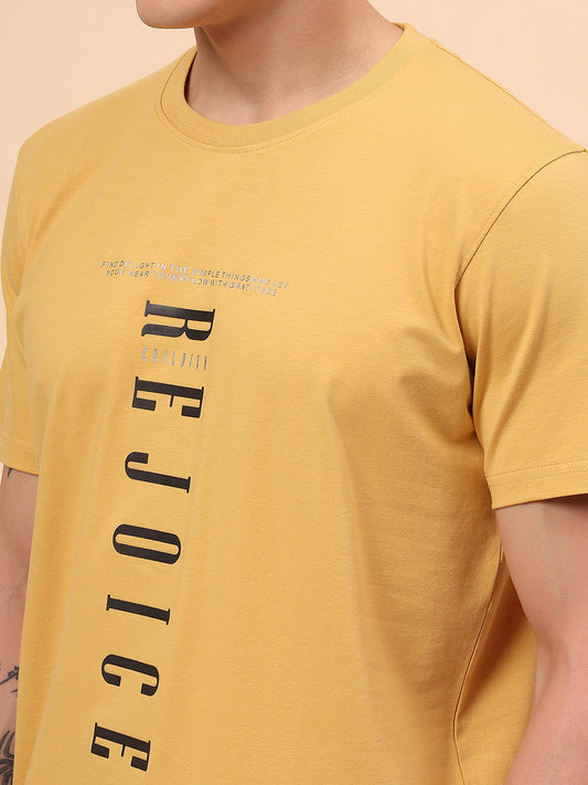 T-Shirt for Men | Breathable & Soft with Color Fastness Regular Fit Round Neck Cotton Blend Fabric Printed Pattern