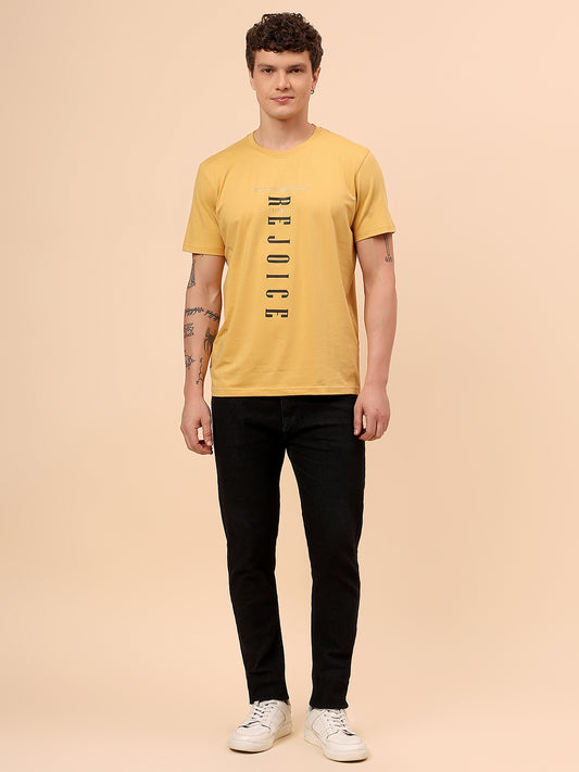 T-Shirt for Men | Breathable & Soft with Color Fastness Regular Fit Round Neck Cotton Blend Fabric Printed Pattern