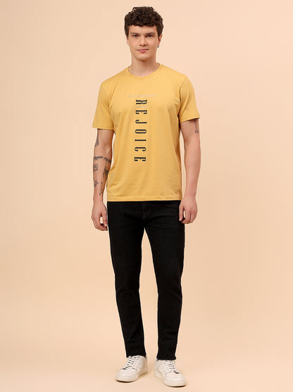 T-Shirt for Men | Breathable & Soft with Color Fastness Regular Fit Round Neck Cotton Blend Fabric Printed Pattern