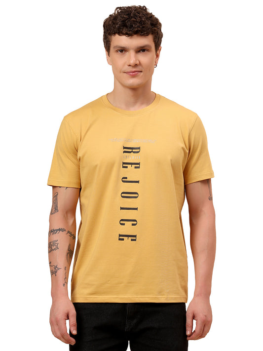 T-Shirt for Men | Breathable & Soft with Color Fastness Regular Fit Round Neck Cotton Blend Fabric Printed Pattern
