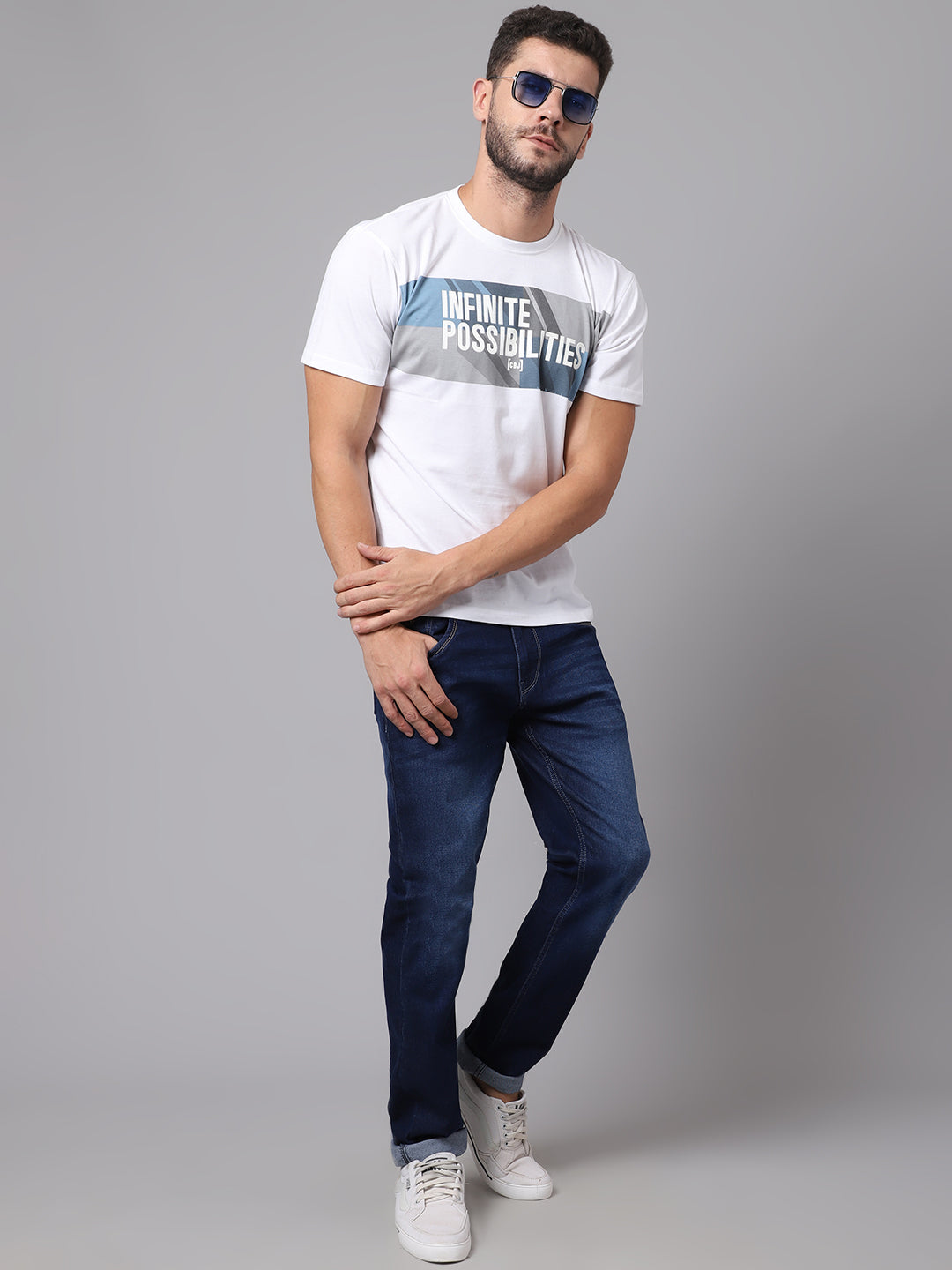 Cantabil Men White T-Shirt (7048966439051)