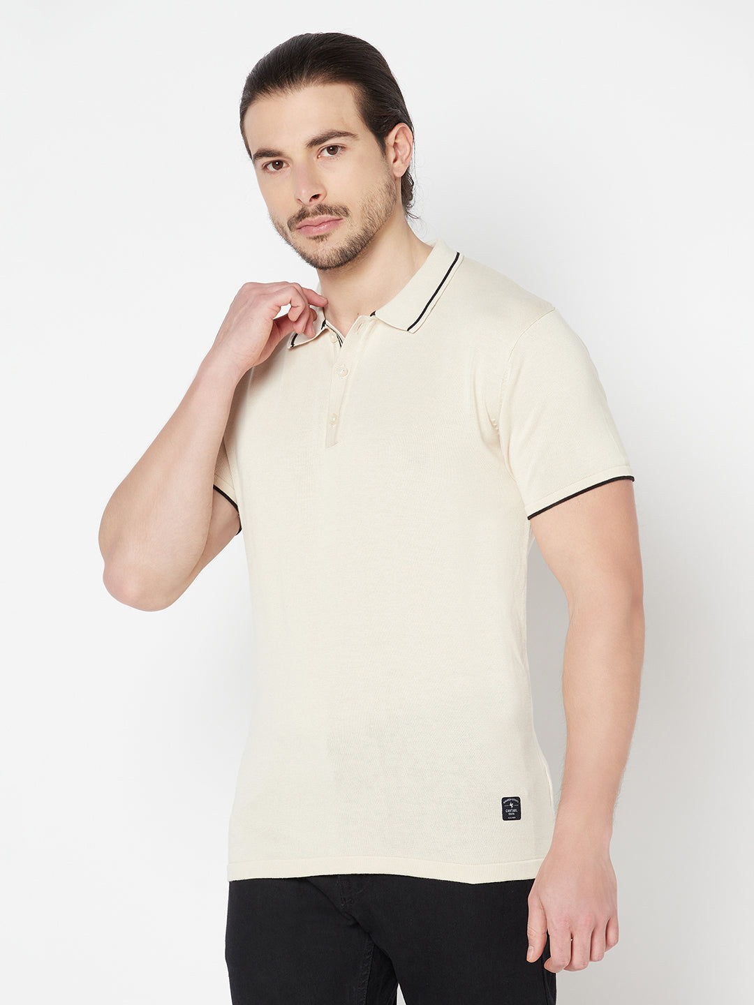 Cantabil Men's Cream T-Shirt (6817041350795)