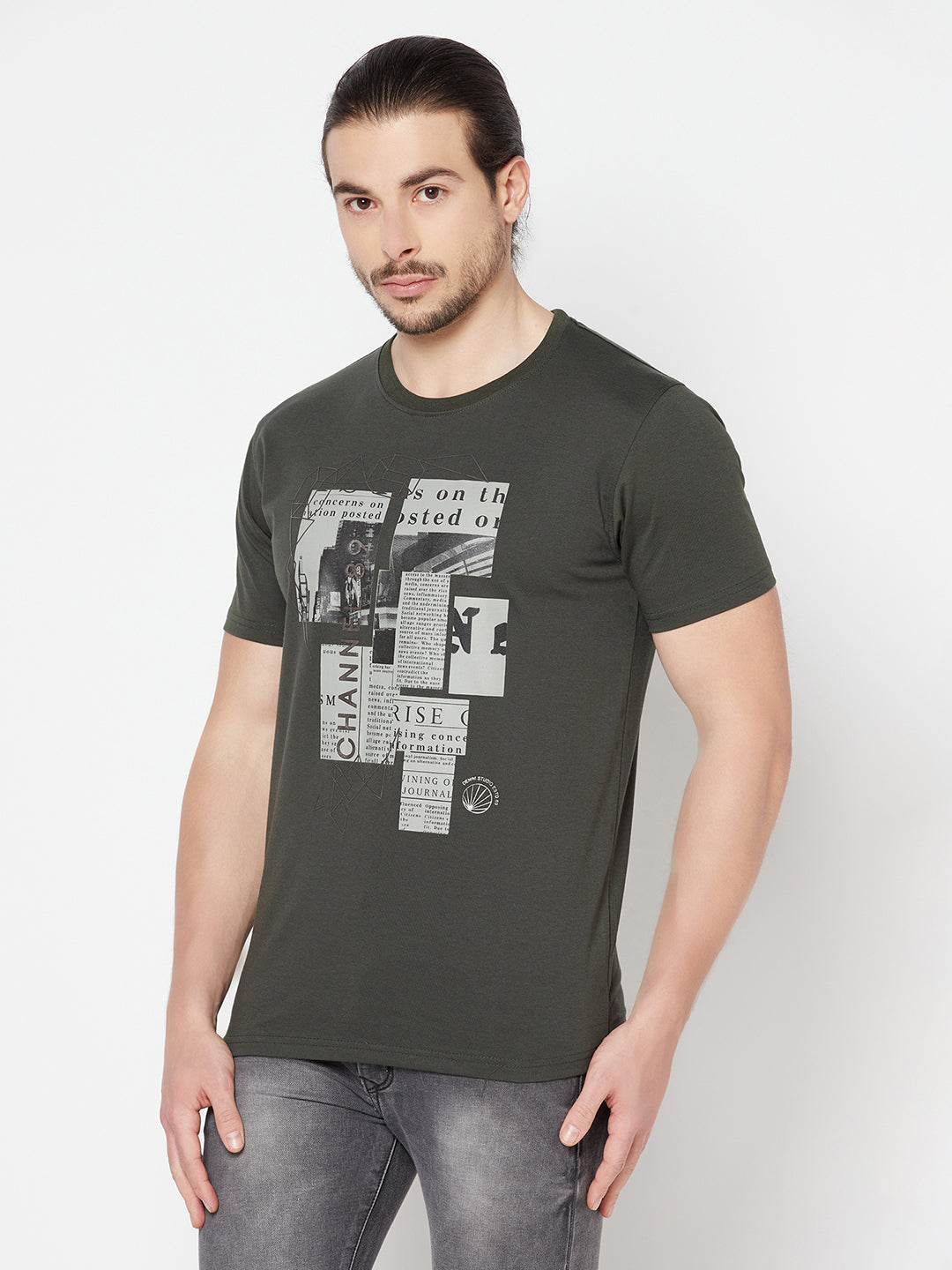 Cantabil Men's Bottle Green T-Shirt (6817176944779)