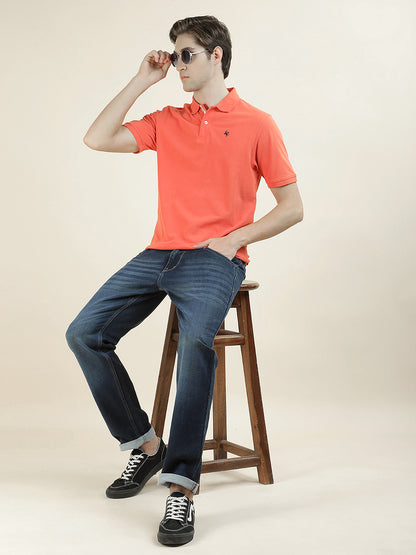 T-Shirt for Men | Breathable & Soft with Color Fastness Regular Fit Polo Neck Poly Cotton Fabric Solid Pattern