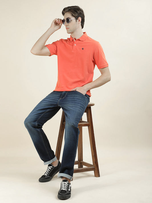 T-Shirt for Men | Breathable & Soft with Color Fastness Regular Fit Polo Neck Poly Cotton Fabric Solid Pattern