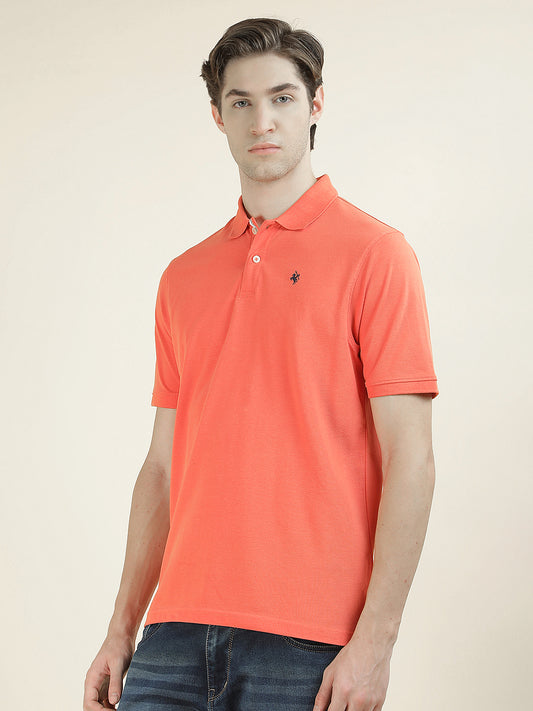 T-Shirt for Men | Breathable & Soft with Color Fastness Regular Fit Polo Neck Poly Cotton Fabric Solid Pattern