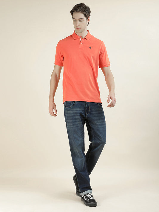 T-Shirt for Men | Breathable & Soft with Color Fastness Regular Fit Polo Neck Poly Cotton Fabric Solid Pattern