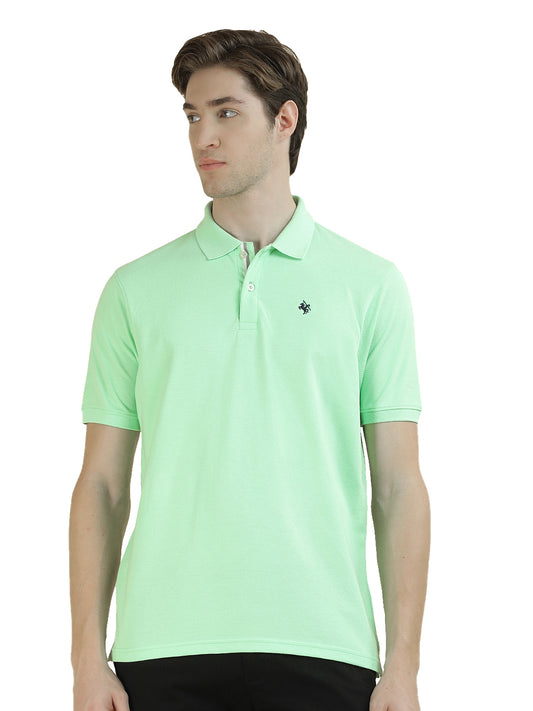 T-Shirt for Men | Breathable & Soft with Color Fastness Regular Fit Polo Neck Poly Cotton Fabric Solid Pattern