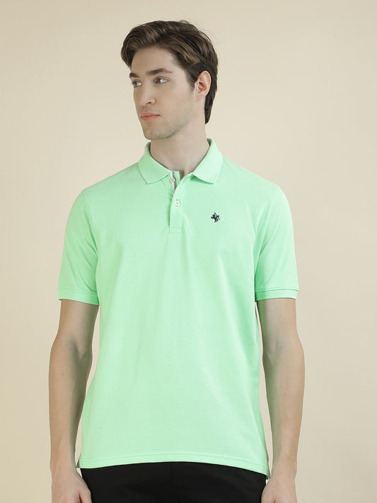 T-Shirt for Men | Breathable & Soft with Color Fastness Regular Fit Polo Neck Poly Cotton Fabric Solid Pattern