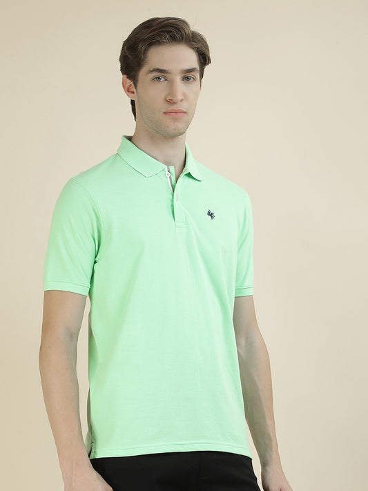 T-Shirt for Men | Breathable & Soft with Color Fastness Regular Fit Polo Neck Poly Cotton Fabric Solid Pattern