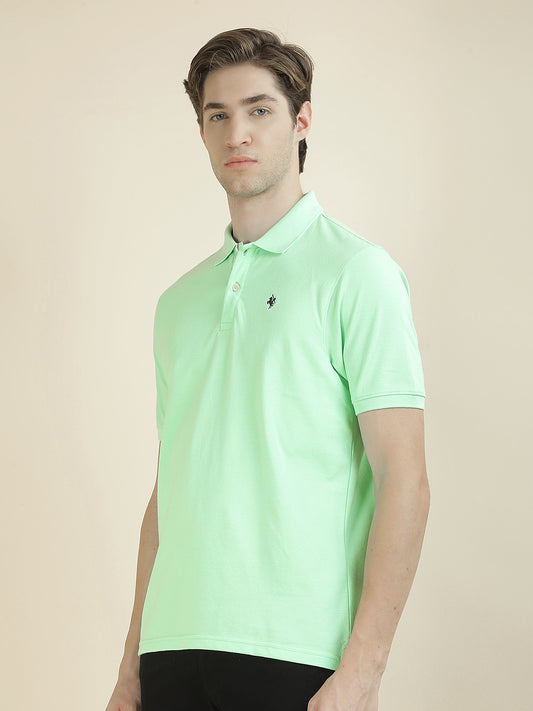 T-Shirt for Men | Breathable & Soft with Color Fastness Regular Fit Polo Neck Poly Cotton Fabric Solid Pattern